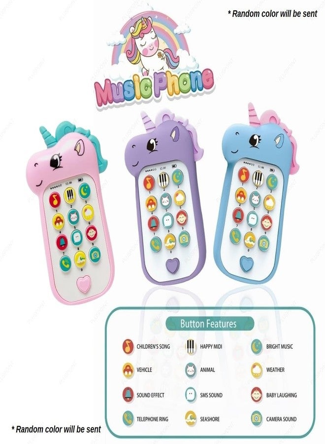 بلس بوينت لعبة هاتف يونيكورن للأطفال من بلس بوينت، مزودة بإضاءة وموسيقى، لعبة هاتف محمول تعليمية للأطفال الرضع والصغار، تتيح إجراء المكالمات والدردشة، لعبة ممتعة للعب الأدوار للأطفال من عمر سنة إلى ثلاث سنوات. - Image 3